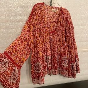 Free People Lorraine Tie Front Jacket in Mustard Combo